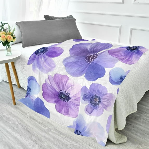 Fluorescent Cover blanket 70x55 inch frannel blanket Office nap blanket Camping blanket Bedding travel blanket Glow blanket Cartoon Lavender Flowers
