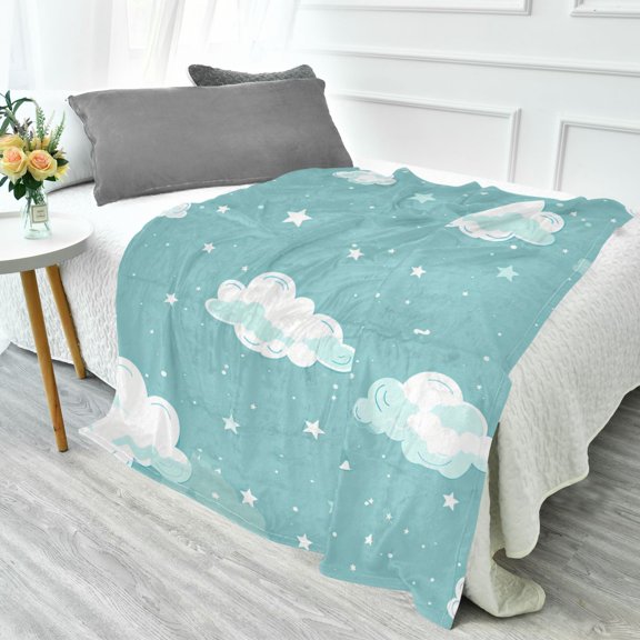 Fluorescent Cover blanket 70x55 inch frannel blanket Office nap blanket Camping blanket Bedding travel blanket Glow blanket Cute Cartoon Cloud