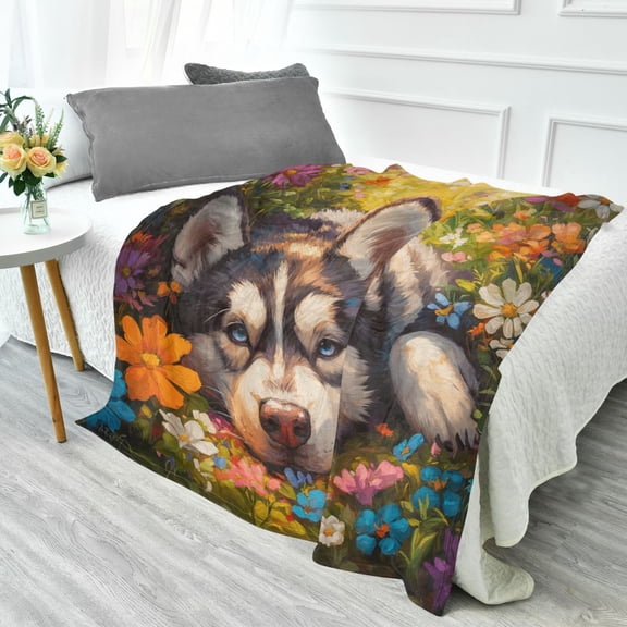 Fluorescent Cover blanket 70x55 inch frannel blanket Office nap blanket Camping blanket Bedding travel blanket Glow blanket Husky Butterfly