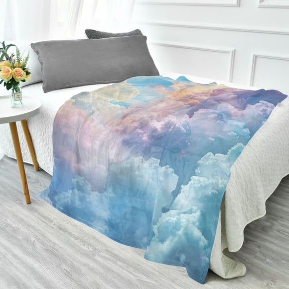 Fluorescent Cover blanket 70x55 inch frannel blanket Office nap blanket Camping blanket Bedding travel blanket Glow blanket Many Colored Clouds