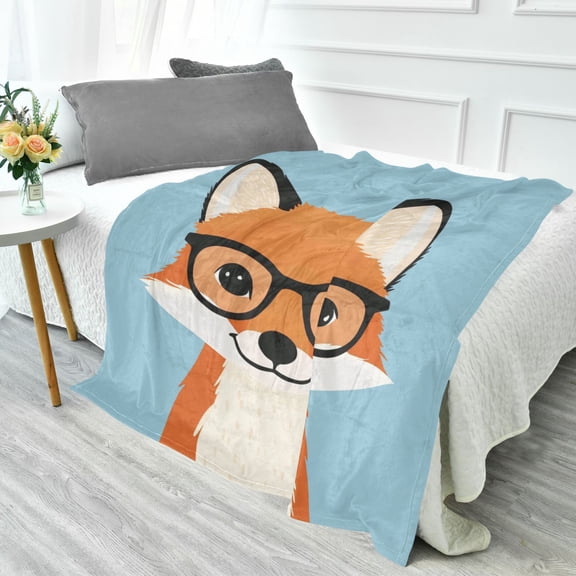 Fluorescent Cover blanket 70x55 inch frannel blanket Office nap blanket Camping blanket Bedding travel blanket Glow blanket Orange Fox