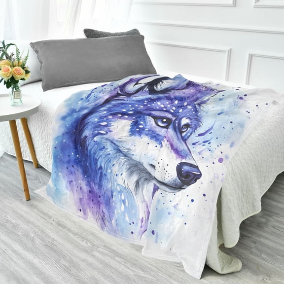 Fluorescent Cover blanket 70x55 inch frannel blanket Office nap blanket Camping blanket Bedding travel blanket Glow blanket Pretty Wolf
