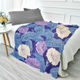 thumbnail image 1 of Fluorescent Cover blanket 70x55 inch frannel blanket Office nap blanket Camping blanket Bedding travel blanket Glow blanket Purple Morning Glory, 1 of 8