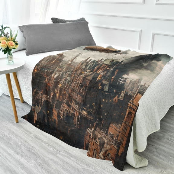 Fluorescent Cover blanket 70x55 inch frannel blanket Office nap blanket Camping blanket Bedding travel blanket Glow blanket Steampunk Airship