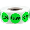 thumbnail image 1 of Fluorescent Green $5.99 Pricing Stickers | 0.75" Inch Round | 500 Pack, 1 of 19