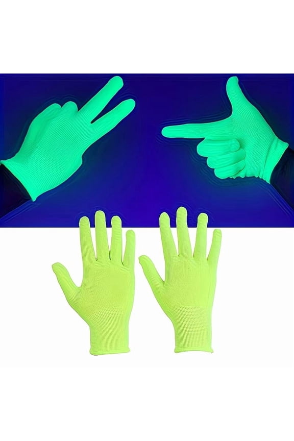 Fluorescent Green Gloves - 2pcs Neon Party Accessories for Vibrant Celebrations