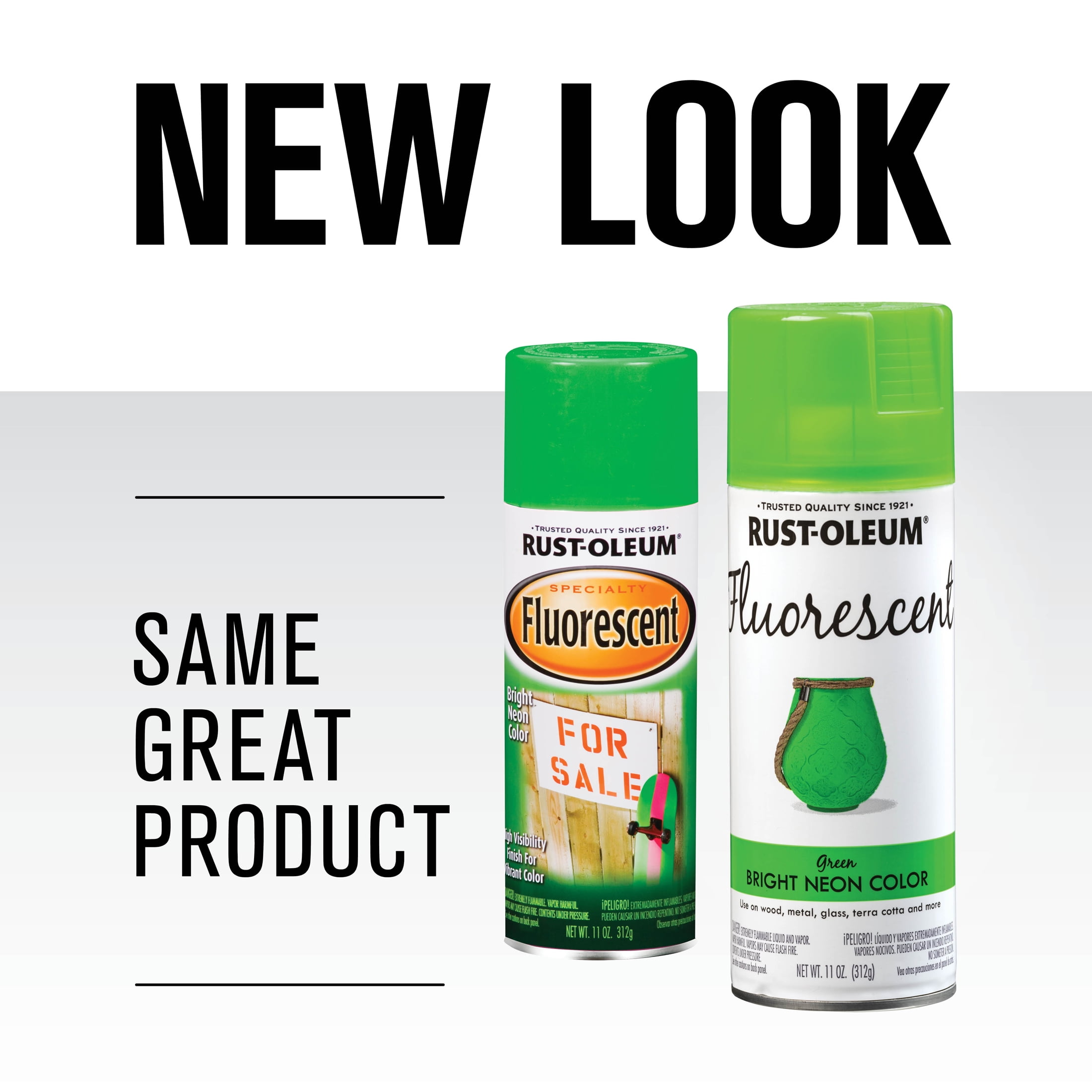 6 Pack, Fluorescent Green, Rust-Oleum Specialty Flat Spray Paint-1932830, 11 oz