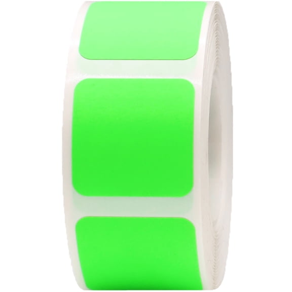 Fluorescent Green Square Stickers | 1" Inch Square | 500 Pack