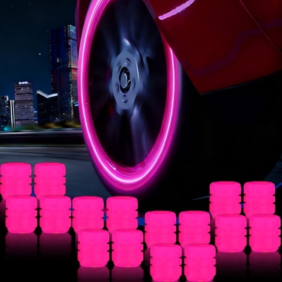 Fluorescent In-The-Dark Tire Caps ABS Air Covers for Car, Truck, SUV, Motorcycle, Bike | Tool-Free Installation, High-Vis Glow, Rugged ABS, Secure Low-Profile Wheel Accessory