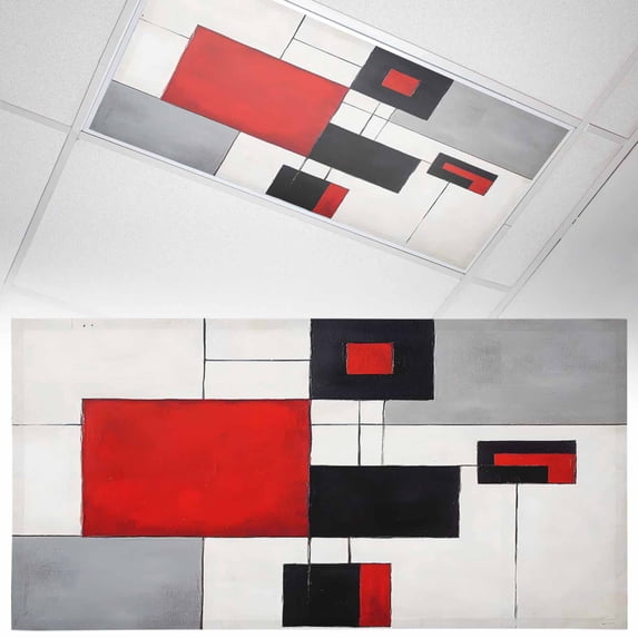 Fluorescent Light Covers 1 Pack 4x2 ft Abstract Art Ceiling Light Covers Modern Style Light Filters for Classroom, Office & Home, Drop Ceiling Light Covers