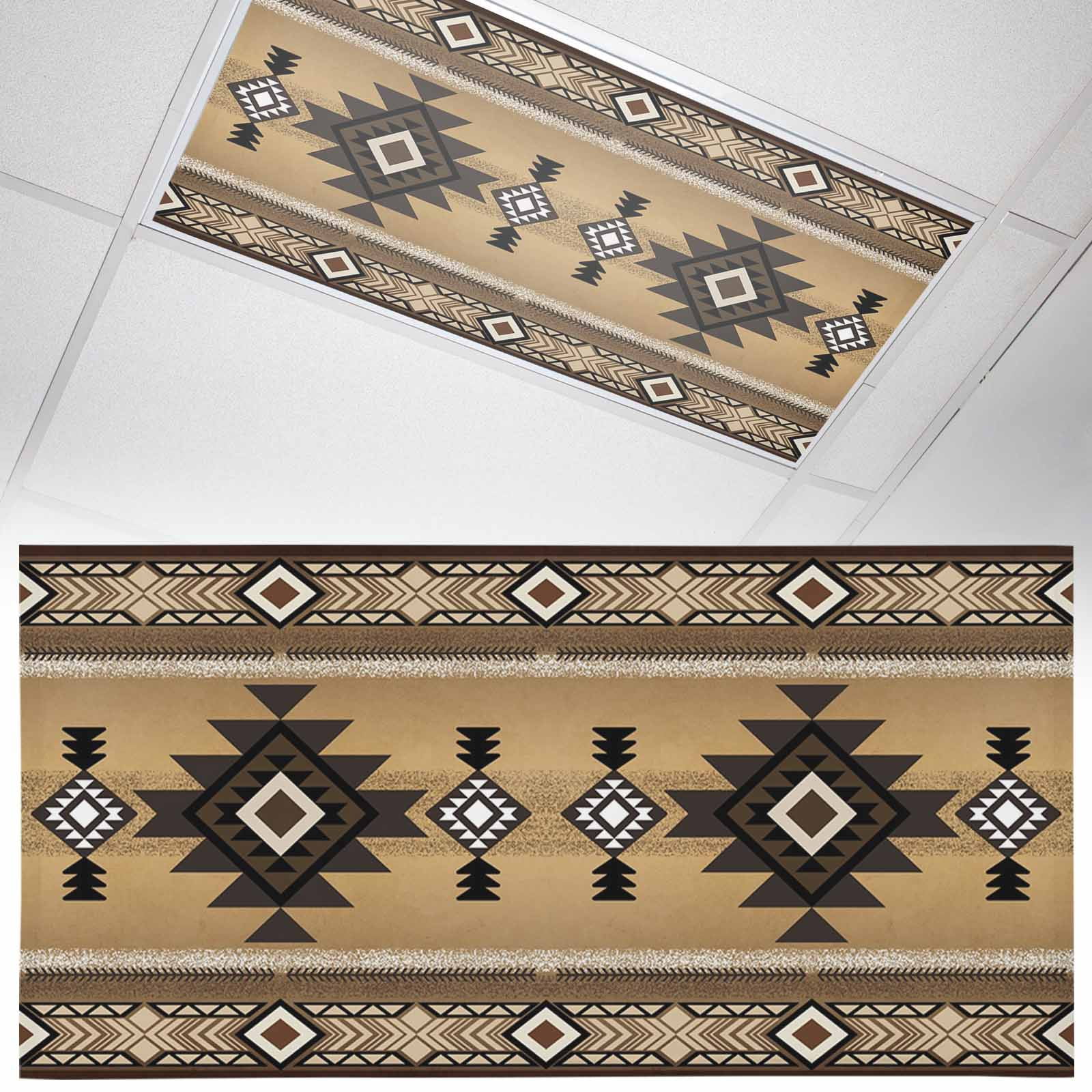 Fluorescent Light Covers 1 Pack 4x2 ft Aztec Tribal Style Geometric ...