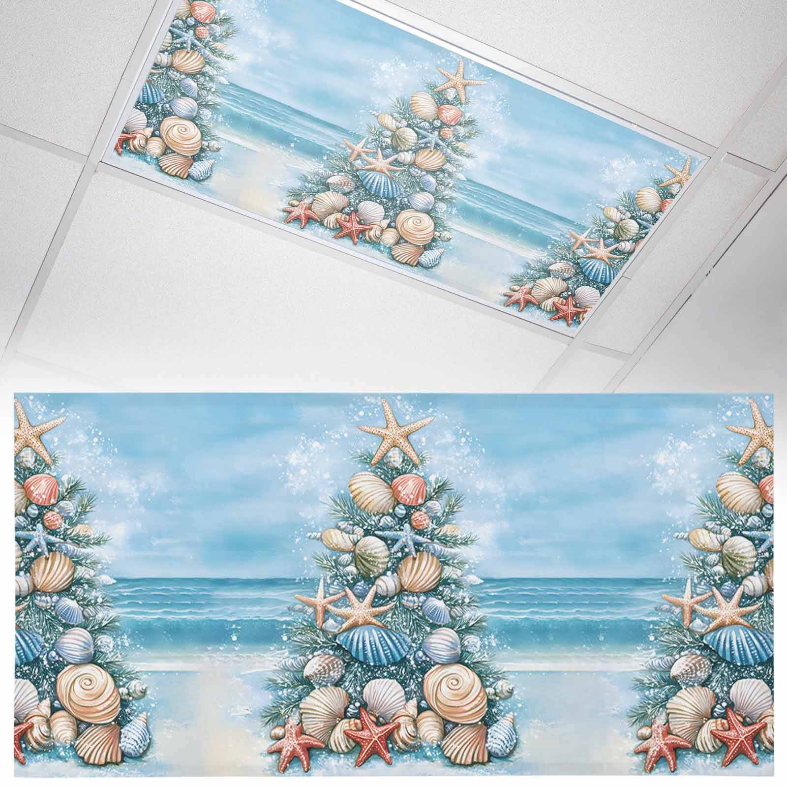 Fluorescent Light Covers 1 Pack 4x2 ft Beach Pine Tree Ceiling Light ...