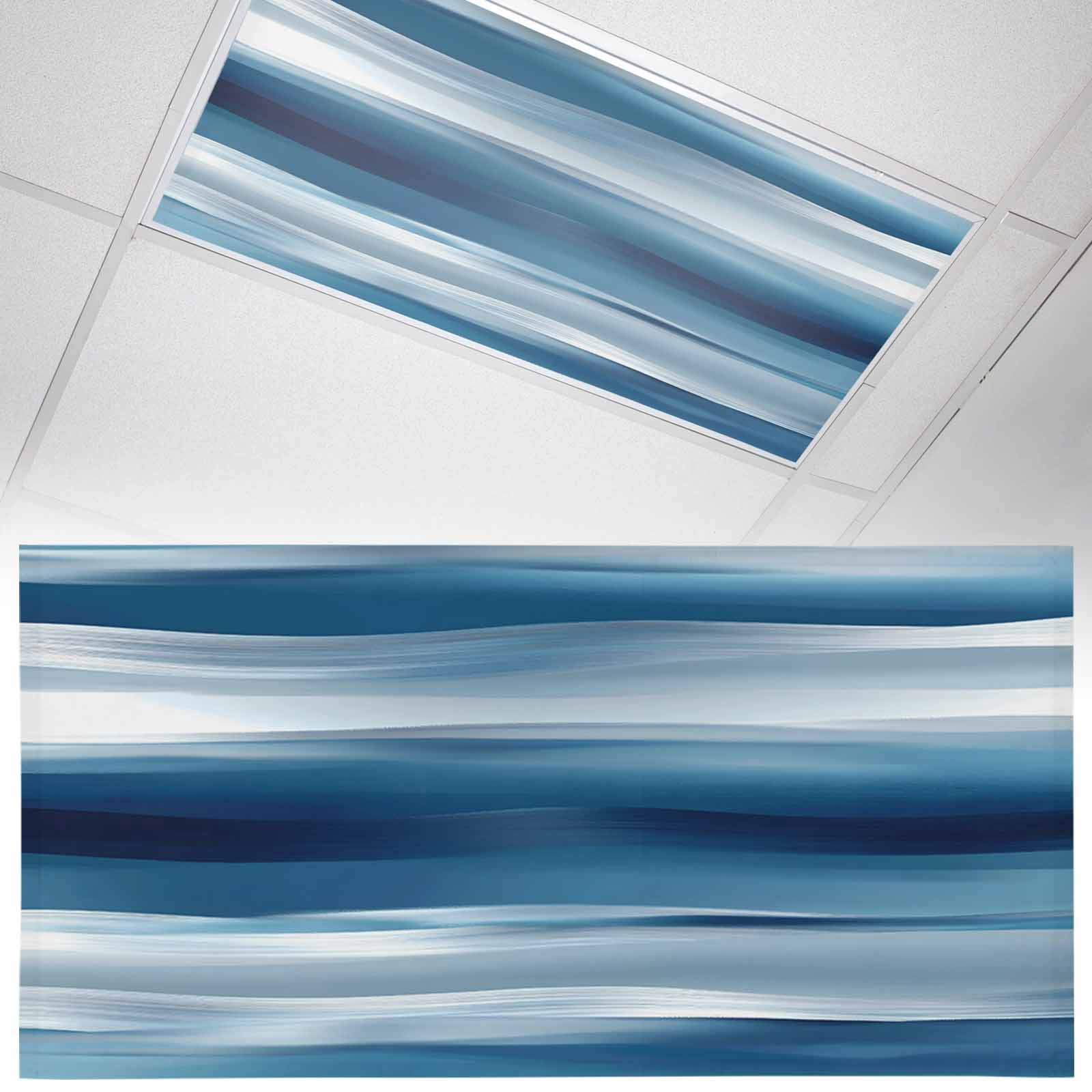Fluorescent Light Covers 1 Pack 4x2 ft Blue Ripple Ceiling Light Covers ...