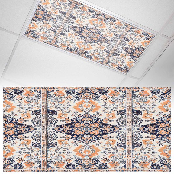 Fluorescent Light Covers 1 Pack 4x2 ft Bohemian Style Ceiling Light Covers Retro Pattern Light Filters for Classroom, Office & Home, Drop Ceiling Light Covers