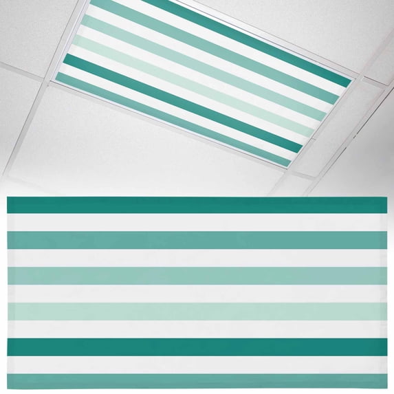 Fluorescent Light Covers 1 Pack 4x2 ft Ombre Green Stripes Ceiling Light Covers Simple Style Light Filters for Classroom, Office & Home, Drop Ceiling Light Covers