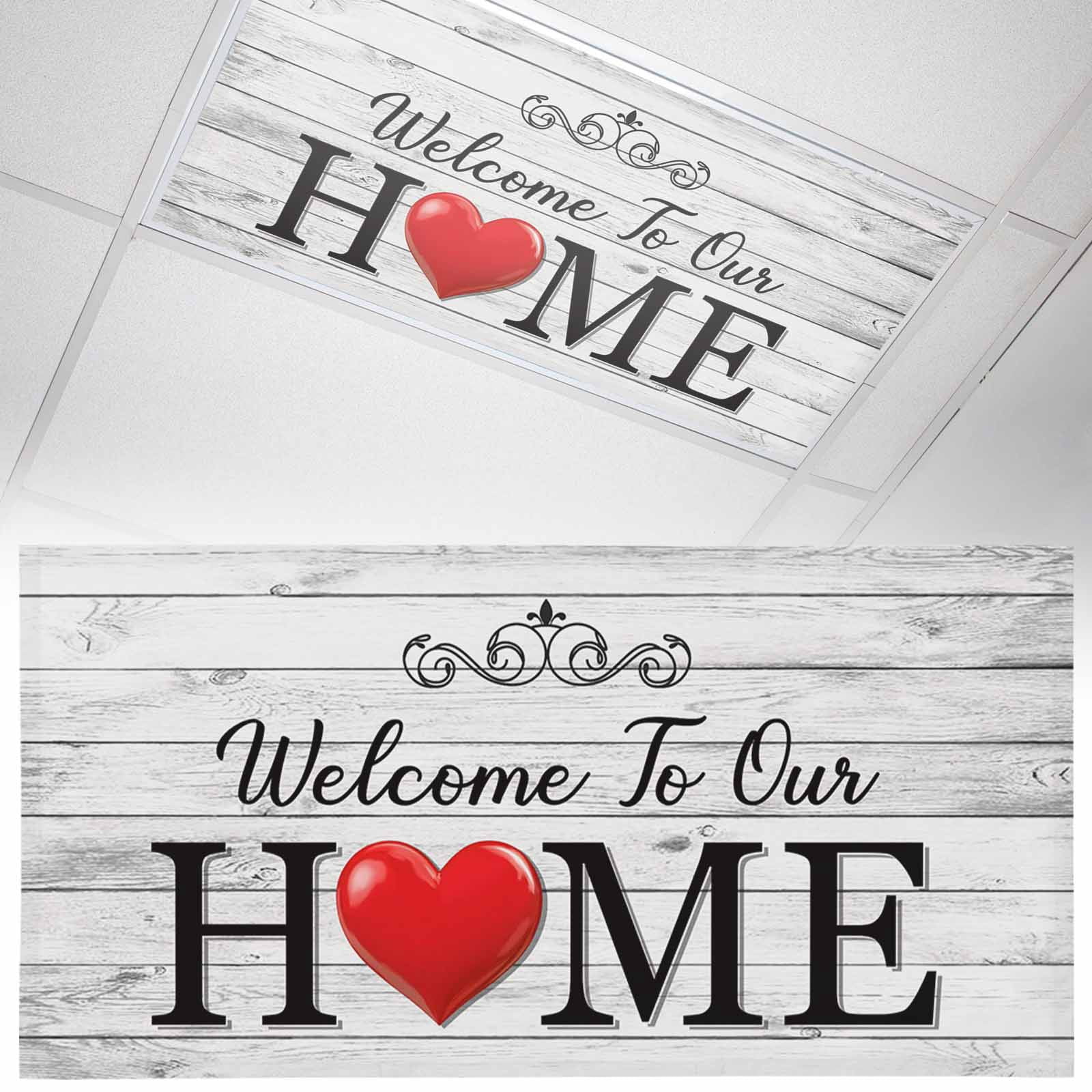 Fluorescent Light Covers 1 Pack 4x2 ft Red Heart Home Ceiling Light ...