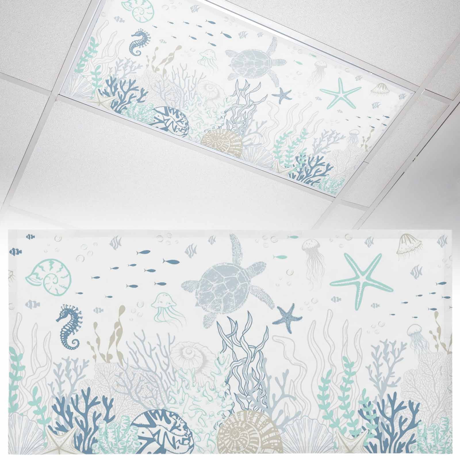 Fluorescent Light Covers 1 Pack 4x2 ft Sea Turtle Shell Ceiling Light ...