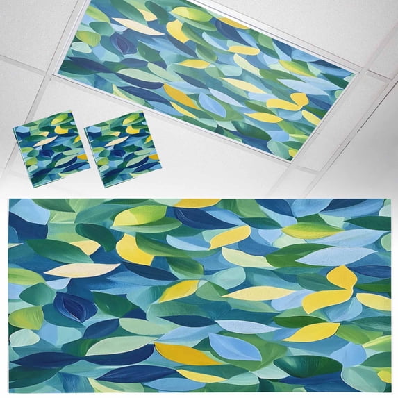 Fluorescent Light Covers 2 Pack 4x2 ft Abstract Leaves Ceiling Light Covers Watercolor Light Filters for Classroom, Office & Home, Drop Ceiling Light Covers