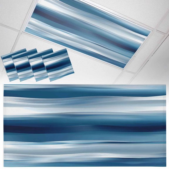 Fluorescent Light Covers 4 Pack 4x2 ft Blue Ripple Ceiling Light Covers Retro Light Filters for Classroom, Office & Home, Drop Ceiling Light Covers