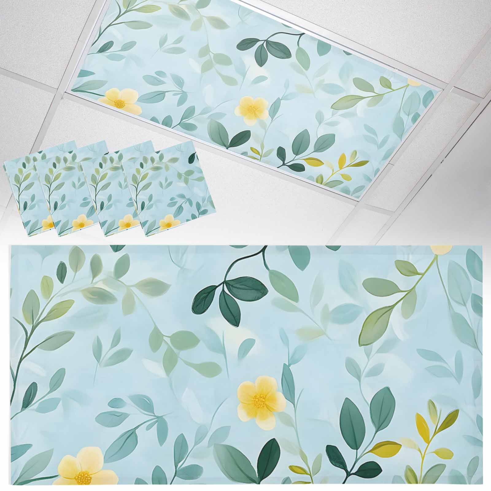 Fluorescent Light Covers 4 Pack 4x2 ft Spring Flower Ceiling Light ...