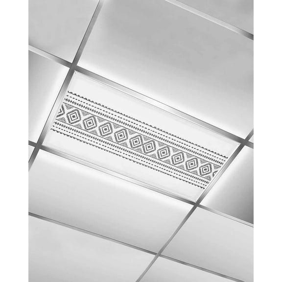 Fluorescent Light Covers for Ceiling Lights 1 Pack, Black Boho Magnetic Ceiling Light Covers 2x4ft for Classroom Office School, Modern Geometric Abstract Aesthetics Overhead Drop Ceiling Light Shade