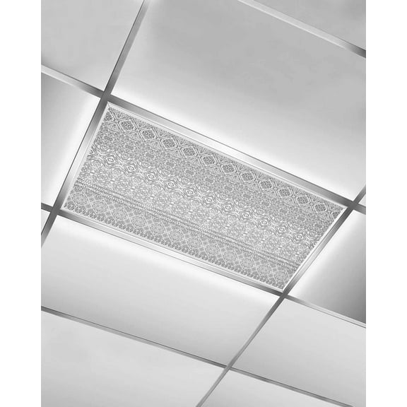 Fluorescent Light Covers for Ceiling Lights 1 Pack, Black Grey Boho Magnetic Ceiling Light Covers 2x4ft for Classroom Office School, Contemporary Abstract Art Geometric Drop Ceiling Light Shade