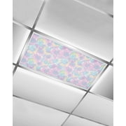 Fluorescent Light Covers for Ceiling Lights 1 Pack, Blue Yellow Pink Magnetic Ceiling Light Covers 2x4ft for Classroom Office School, Modern Abstract Art Watercolor Overhead Drop Ceiling Light Shade