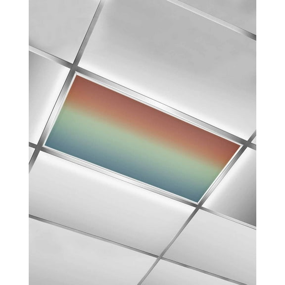 Fluorescent Light Covers for Ceiling Lights 1 Pack, Burnt Orange Teal Ombre Magnetic Ceiling Light Covers 2x4ft for Classroom Office School, Modern Abstract Art Aesthetics Drop Ceiling Light Shade