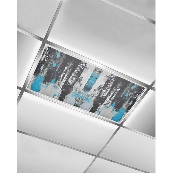 Fluorescent Light Covers for Ceiling Lights 1 Pack, Contemporary Black Blue Magnetic Ceiling Light Covers 2x4ft for Classroom Office School, Watercolor Abstract Art Overhead Drop Ceiling Light Shade