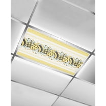 Fluorescent Light Covers for Ceiling Lights 1 Pack,Eucalyptus Leaves Magnetic Ceiling Light Covers 2x4 Feet for Classroom Office School,Yellow Love Heart Summer Bee Overhead Drop Ceiling Light Shade