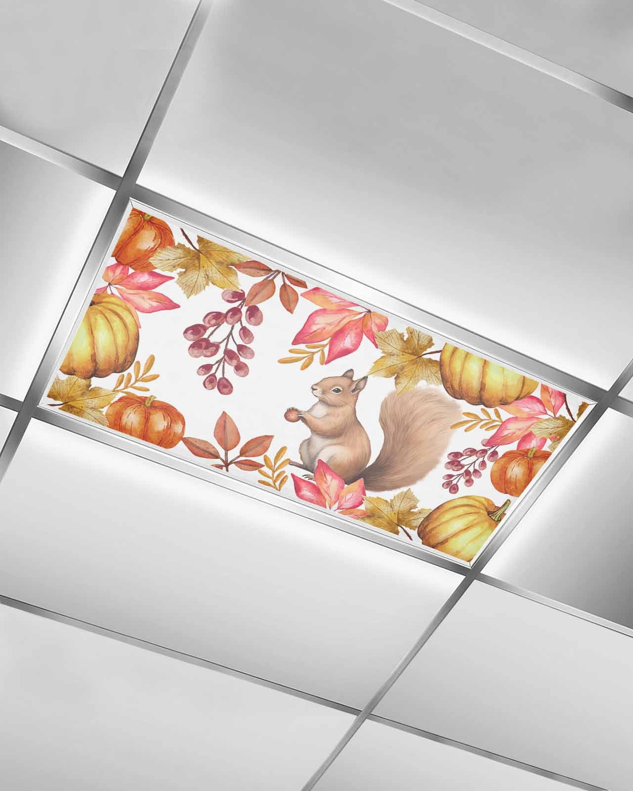 Fluorescent Light Covers for Ceiling Lights 1 Pack,Fall Squirrel ...