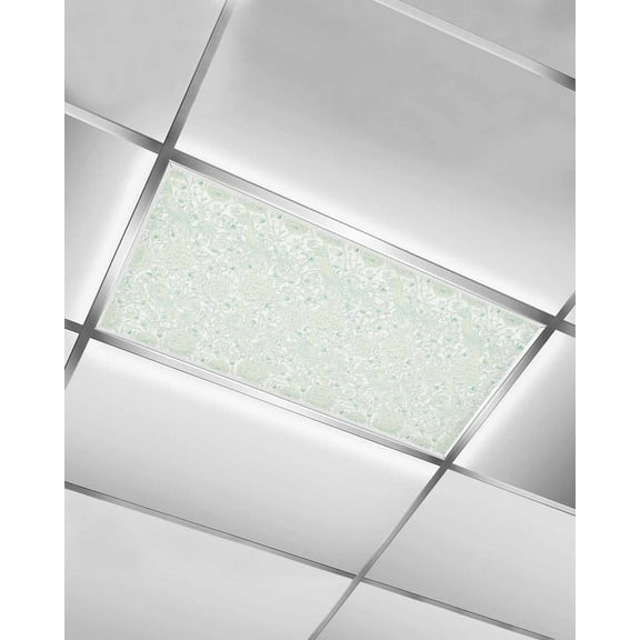 Fluorescent Light Covers for Ceiling Lights 1 Pack, Green Botanical Magnetic Ceiling Light Covers 2x4ft for Classroom Office School, Summer Floral Modern Vintage Art Overhead Drop Ceiling Light Shade