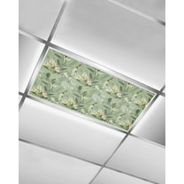 Fluorescent Light Covers for Ceiling Lights 1 Pack, Green Summer Botanical Magnetic Ceiling Light Covers 2x4 Feet for Classroom Office School, Yellow Spring Floral Overhead Drop Ceiling Light Shade