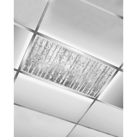 Fluorescent Light Covers for Ceiling Lights 1 Pack, Grey Forest Magnetic Ceiling Light Covers 2x4 Feet for Classroom Office School, Modern Oil Painting Art Overhead Drop Ceiling Light Shade