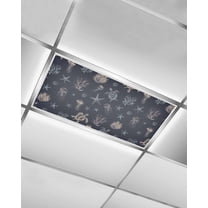 Fluorescent Light Covers for Ceiling Lights 1 Pack, Navy Blue Coastal Magnetic Ceiling Light Covers 2x4ft for Classroom Office, Nautical Summer Beach Sea Turtle Starfish Drop Ceiling Light Shade