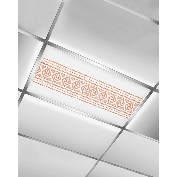 Fluorescent Light Covers for Ceiling Lights 1 Pack, Orange Boho Magnetic Ceiling Light Covers 2x4ft for Classroom Office School, Modern Geometric Abstract Aesthetics Overhead Drop Ceiling Light Shade