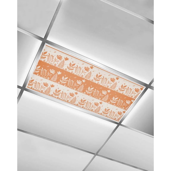 Fluorescent Light Covers for Ceiling Lights 1 Pack, Orange Fall Magnetic Ceiling Light Covers 2x4ft for Classroom Office School, Autumn Floral Botanical Pastoral Rustic Drop Ceiling Light Shade