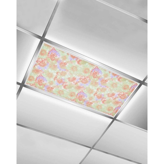 Fluorescent Light Covers for Ceiling Lights 1 Pack,Orange Teal Purple Magnetic Ceiling Light Covers 2x4ft for Classroom Office School,Modern Abstract Art Watercolor Overhead Drop Ceiling Light Shade
