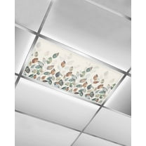 Fluorescent Light Covers for Ceiling Lights 1 Pack, Teal Brown Botanical Magnetic Ceiling Light Covers 2x4 Feet for Classroom Office School, Pastoral Fall Leaf Overhead Drop Ceiling Light Shade