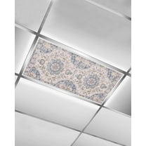 Fluorescent Light Covers for Ceiling Lights 1 Pack, Vintage Blue Boho Magnetic Ceiling Light Covers 2x4ft for Classroom Office School, Southwestern Ethnic Mexican Flowers Drop Ceiling Light Shade