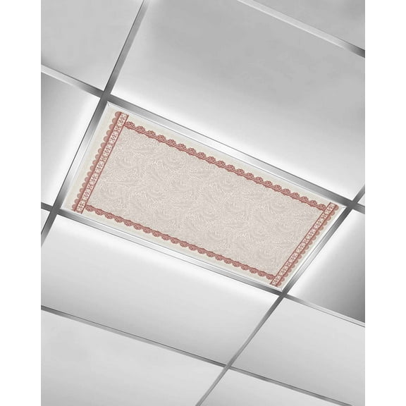 Fluorescent Light Covers for Ceiling Lights 1 Pack, Vintage Red Magnetic Ceiling Light Covers 2x4ft for Classroom Office School, Boho Spring Summer Botanical Rustic Overhead Drop Ceiling Light Shade