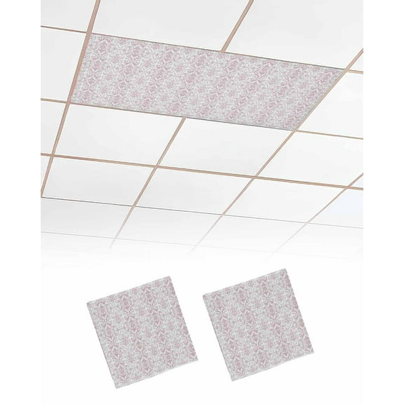 Fluorescent Light Covers for Ceiling Lights 2 Pack, Boho Red Pattern Magnetic Ceiling Light Covers 2x4ft for Classroom Office School, Modern Geometric Southwestern Vintage Drop Ceiling Light Shade