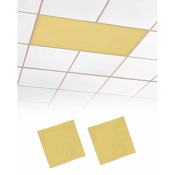 Fluorescent Light Covers for Ceiling Lights 2 Pack, Light Yellow Magnetic Classroom Light Covers 4x2 Feet, Minimalist Modern Solid Color Yellow Fluorescent Ceiling Filters for Office Classroom