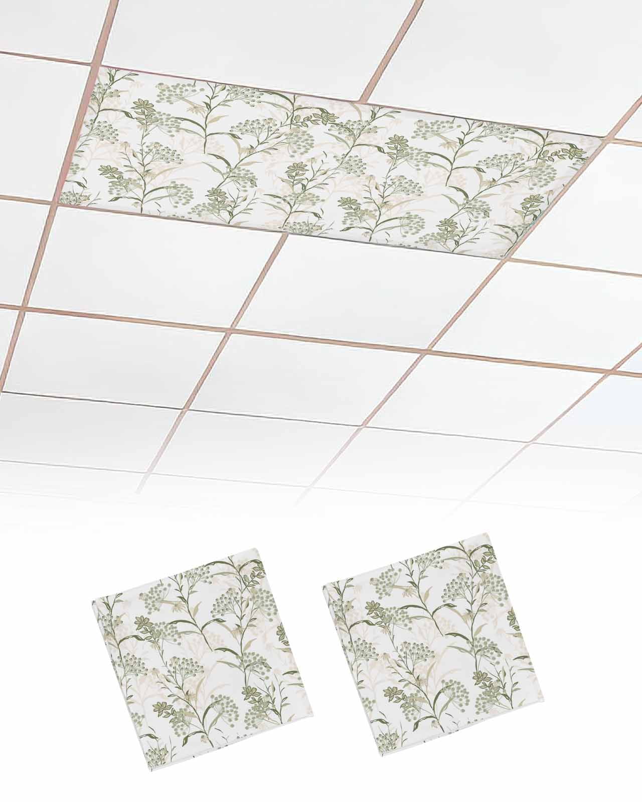 Sunflower Gnomes Fluorescent Light Covers - 4x2 Ft Magnetic Panels, 3 Pack, Botanical Design For Office, Classroom