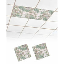Fluorescent Light Covers for Ceiling Lights 2 Pack, Summer Cactus Magnetic Ceiling Light Covers 2x4ft for Classroom Office School, Watercolor Tropical Succulent Leaves Drop Ceiling Light Shade
