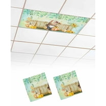 Fluorescent Light Covers for Ceiling Lights 2 Pack, Turquoise Gnomes Fall Magnetic Ceiling Light Covers 2x4ft for Classroom Office, Thanksgiving Pumpkins Maple Leaf Floral Drop Ceiling Light Shade