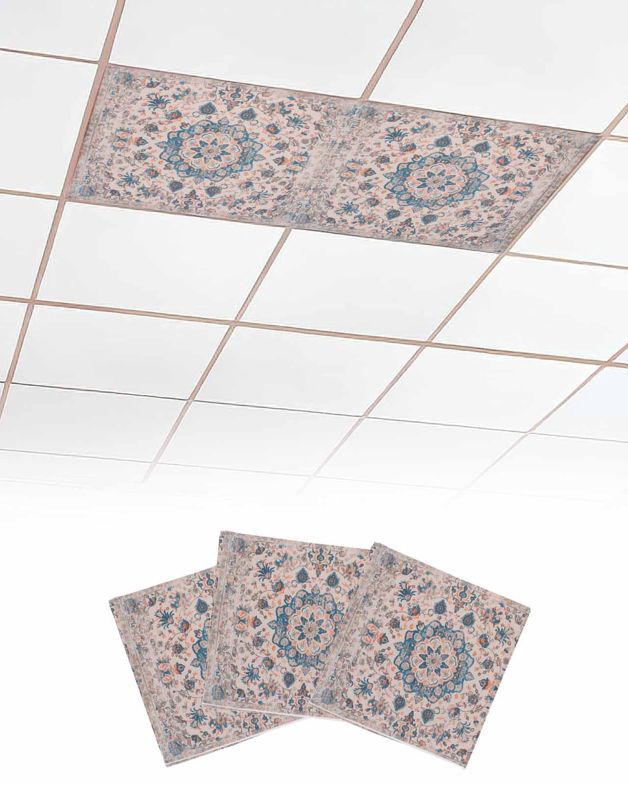 Fluorescent Light Covers for Ceiling Lights 3 Pack, Blue Orange Boho ...