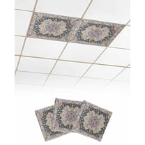 Fluorescent Light Covers for Ceiling Lights 3 Pack, Blue Yellow Boho Magnetic Ceiling Light Covers 2x4ft for Classroom Office, Ethnic Vintage Mexican Flowers Southwestern Drop Ceiling Light Shade