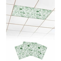 Fluorescent Light Covers for Ceiling Lights 3 Pack, Green Spring Floral Botanical Magnetic Ceiling Light Covers 2x4ft for Classroom Office School, Watercolor Summer Flower Drop Ceiling Light Shade