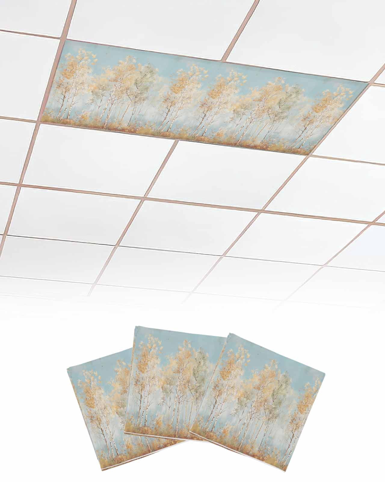 Light Protector Fluorescent Light Covers for Ceiling Lights 3 Pack, Orange Blue Vintage ...